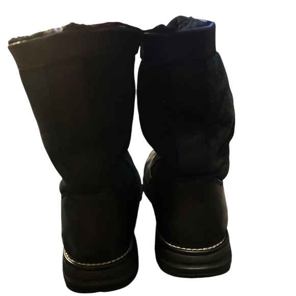 UGG Australia Black Leather Sheepskin Lined Boots - Winter - Size - Picture 4 of 7